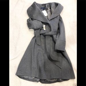 Cole Haan belted wool shawl collar wrap coat